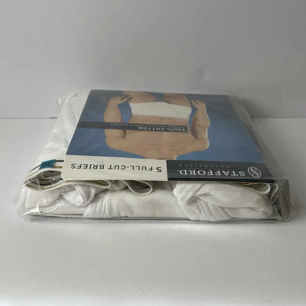 Stafford Men's 5-Pack 100% Cotton Full Cut Briefs Whitey Tighty L 36-38 NOS